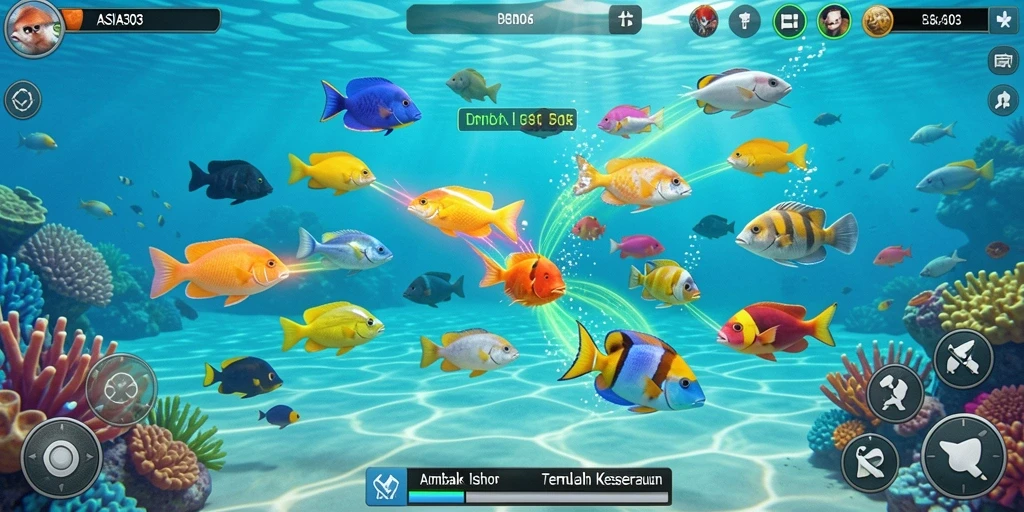 Tangkapan layar gameplay ASIA303 dengan aksi menembak ikan yang seru.