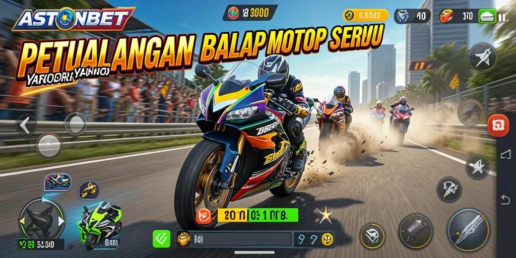 Tampilan gameplay balap motor yang seru dan mendebarkan.