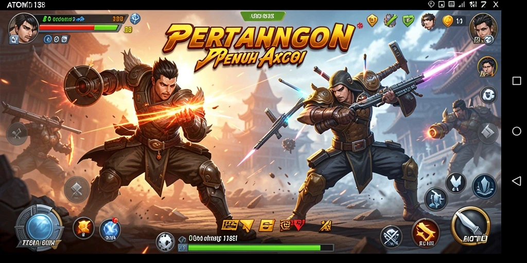 Tampilan seru dari pertarungan karakter ATOM138 di arena.