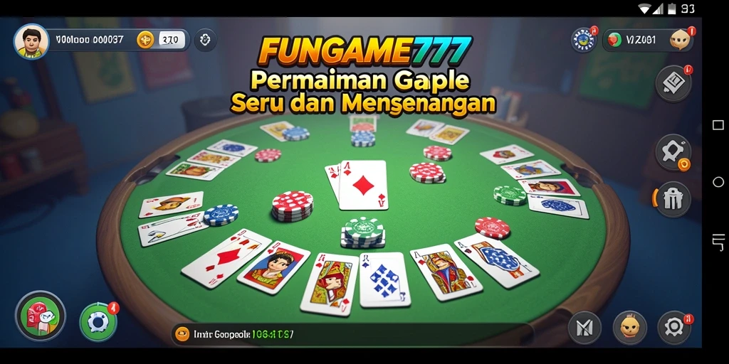 Tampilan gameplay seru FUNGame777 dalam permainan Gaple.