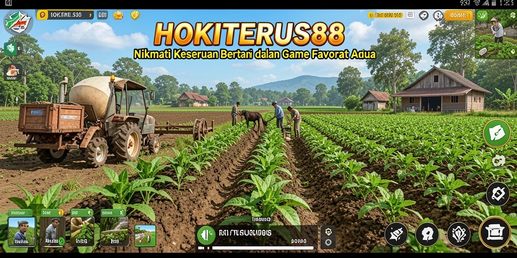 Tangkapan layar HOKITERUS88 menampilkan lahan pertanian yang subur dan hewan-hewan lucu.