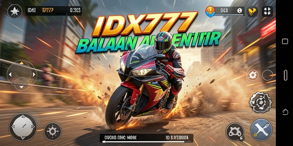 Gameplay seru IDX777 dengan balapan motor yang menantang.