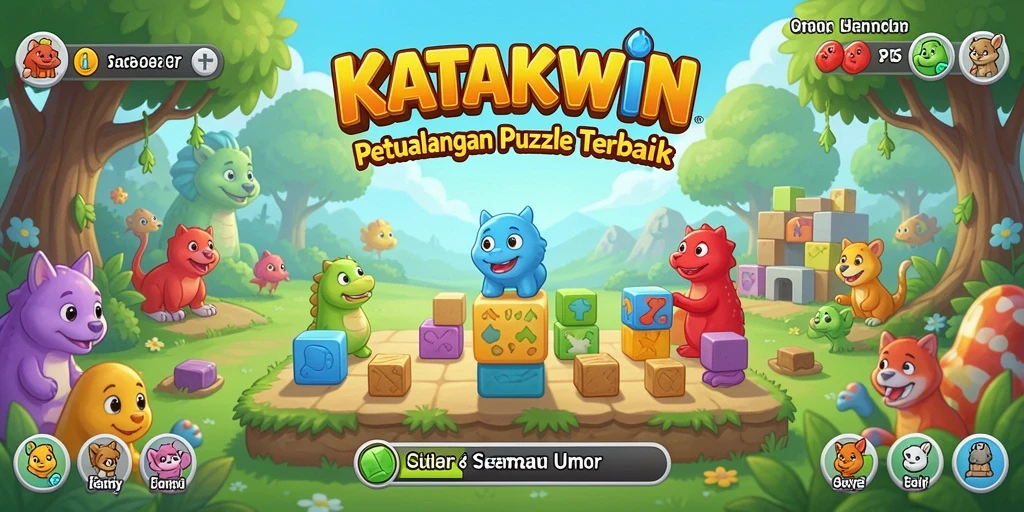 Screenshot gameplay KATAKWIN yang menampilkan tantangan puzzle.