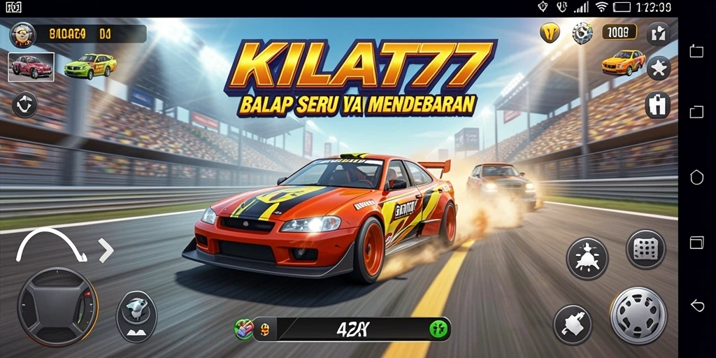 Gameplay KILAT77 yang seru dan penuh aksi balap.