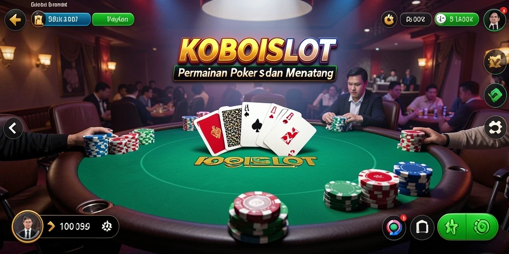 Gameplay Poker seru dengan menu yang menarik dan grafis memukau.