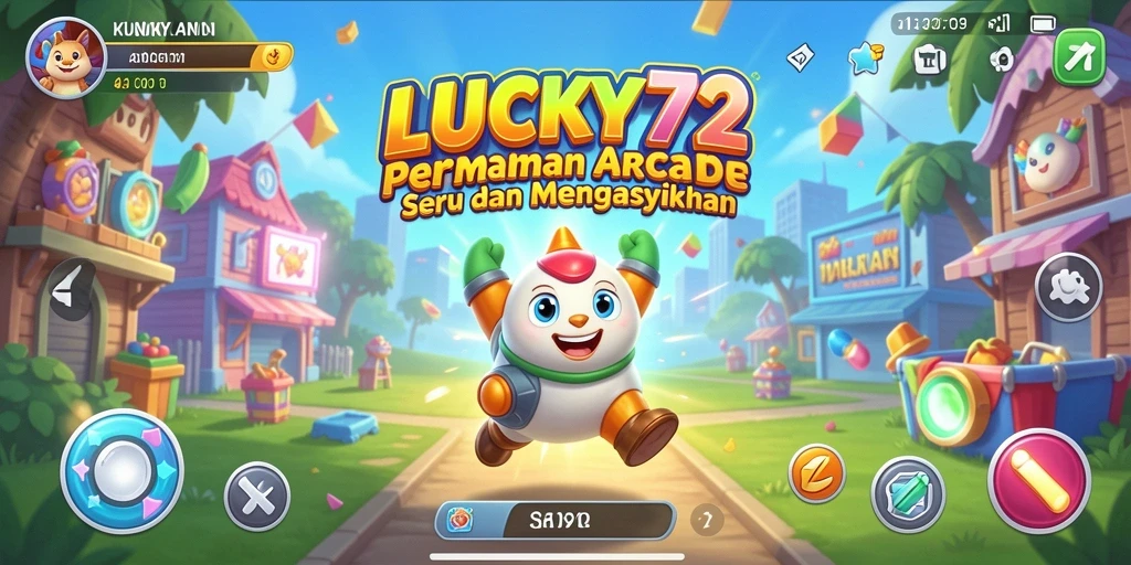 Screenshot permainan LUCKY72 menunjukkan aksi seru di dalam gameplay arcade.