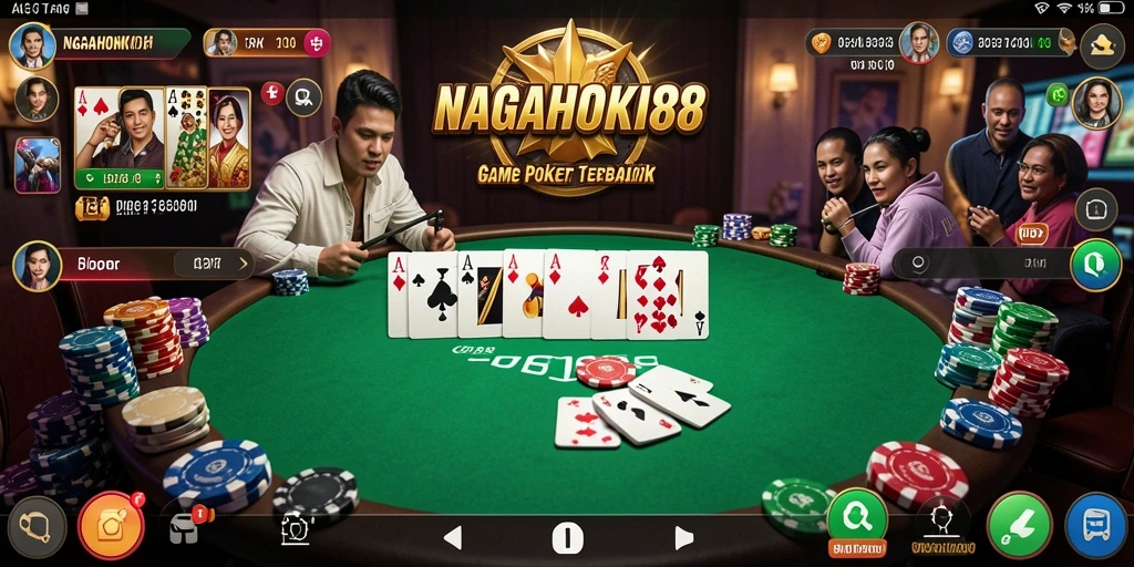 Tampilan gameplay Poker yang mendebarkan di NAGAHOKI88.
