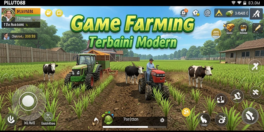 Tampilan gameplay <strong>PLUTO88</strong> yang menarik saat bertani dengan berbagai tanaman dan hewan.
