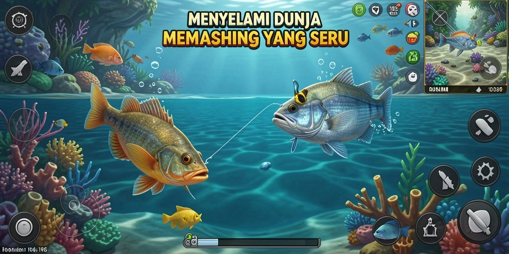 Screenshot menampilkan gameplay R6R6 yang menakjubkan saat memancing di laut.