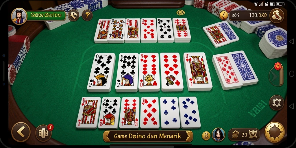 Screenshot V21 menunjukkan gameplay seru Domino yang interaktif.