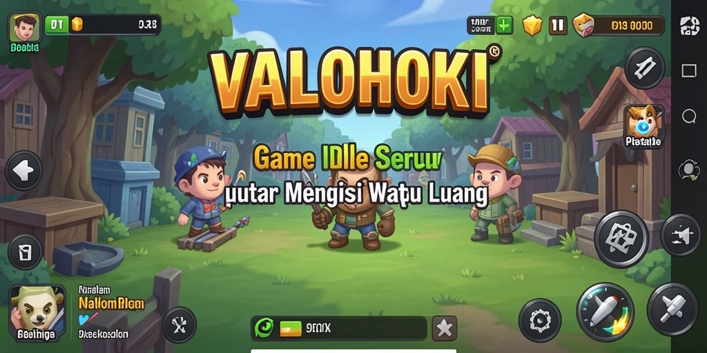 Screenshot gameplay VALOHOKI menampilkan kemajuan permainan Idle yang seru.